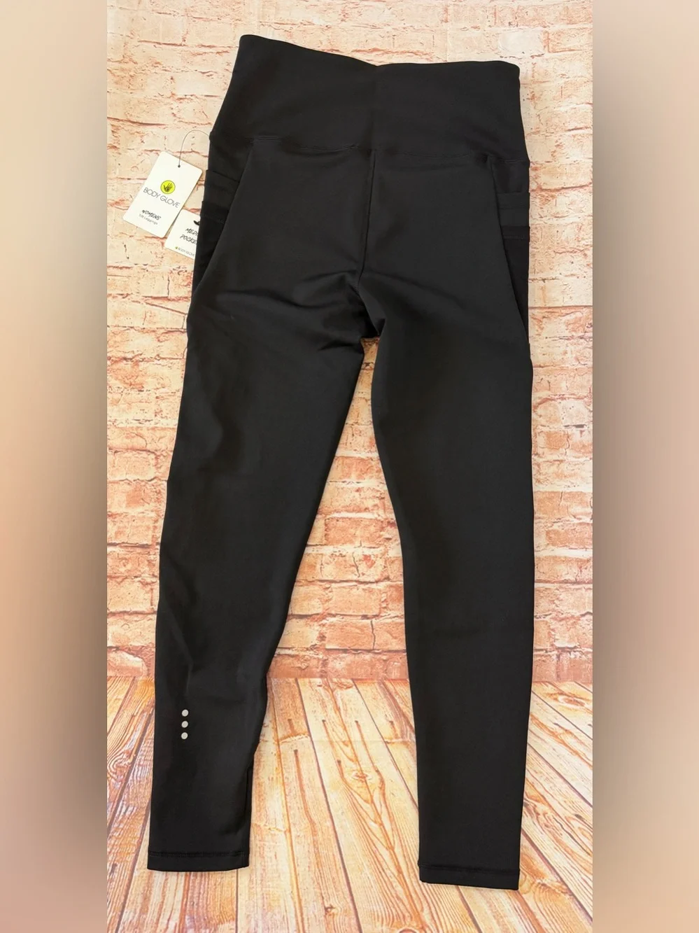 Body Glove | Black High-Waist Mesh Panel Scuba  Athletic Leggings w Side Pocket